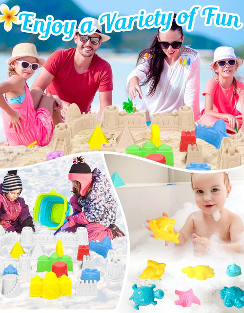 Load image into Gallery viewer, Sand Toys 35Pcs Beach Toys Sandbox Toys with Collapsible Sand Bucket&amp; Mesh Beach Toy Bag, 4 Sand Tools, 18 Sand Molds, Sand Castle Kit for Girls Kids Ages 3-12
